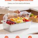 VEVOR Countertop Food Serving Display Container, 5 Pan Stainless Steel Food Serving Tray, Buffet Condiment Dispenser Display Rack with Clear Lid & 3 Freezer Boxes, for Restaurant Hotel Kitchen Party