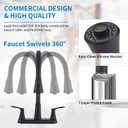 HOMELODY 2 Handles Kitchen Faucet with Pull Down Sprayer for 3 Hole Sink, 8 inch 360 Rotating Spout Centerset Kitchen Sink Faucet with Water Lines Matte Black