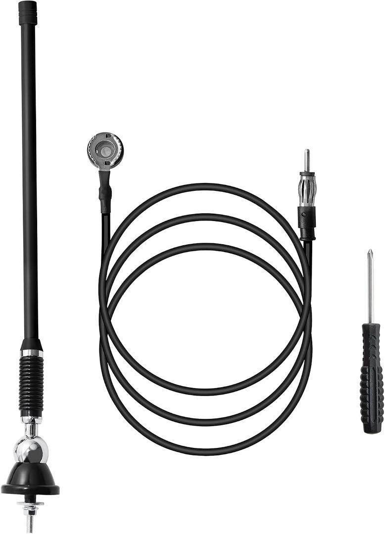 Anina 16 Inch Marine Radio Antenna for Pickup Truck Boat ATV UTV RV Motorcycle Tractor Top/Side Mount Rubber Duck Flexible Antenna Aerial Mast Optimized Radio FM/AM Reception (Black)