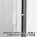 Universal 22" x 36" Low E Entry Door Clear Glass Insert, Raise & Lower Blind Glass & Flat White Frame - Easy to Install, Use and Maintain - Innovative Window Shades Protected Behind Tempered Safety