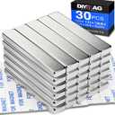 DIYMAG Neodymium Magnets, 30 Pack Strong Magnetic Bar with Double-Sided Adhensive Backing Heave Duty Rare Earth Magnet for Fridge, Classroom, Science and Craft - 2.36 x 0.39 x 0.2 in Silver