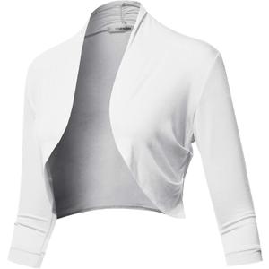 SSOULM Women's 3/4 Sleeve Open Front Bolero Shrug Cardigan with Plus Size (X-Large)