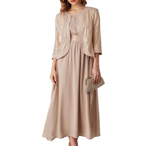 GRACE KARIN Women's Formal Dresses - Mother of The Bride & Wedding Party Cocktail Dress - Two Piece & Sequin Dress (6, Champagne)
