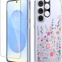 GVIEWIN for Samsung Galaxy S25 Plus Case, Clear Floral Slim Shockproof Protective Women Phone Case, Non-Yellowing, with Screen Protector & Camera Lens Protector for S25 Plus 6.7", Floratopia/Colorful