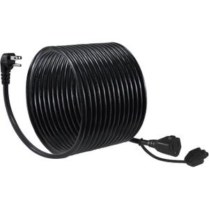 25FT Black Outdoor Extension Cord - Flat Plug, Waterproof SJTW 16Gauge, 125V 13A 1625W 3Prong Grounded Exterior Cord, Cold Weather