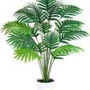 Der Rose 28" Fake Palm Tree Tall Artificial Plants Areca Faux Trees Indoor in White Pot for Home Office Living Room Floor Porch Balcony Decor