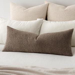 MIULEE Textured Boucle Throw Pillow Cover Dark Brown Accent Solid Lumbar Pillow Case Decorative Soft Pack of 1 Couch Cushion Chair Sofa Bedroom Livingroom Home Decor,36x14 Inch