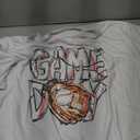 Baseball Game Day T Shirt for Women Retro Letter Printed Tee Baseball Mom Pattern Game Day Gifts Funny Short Sleeve Top（XX-Large, White)