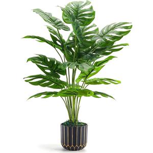 Der Rose 28'' Fake Plants Tall Artificial Monstera Faux Plants Indoor Outdoor Tree for Living Room Home House Decor