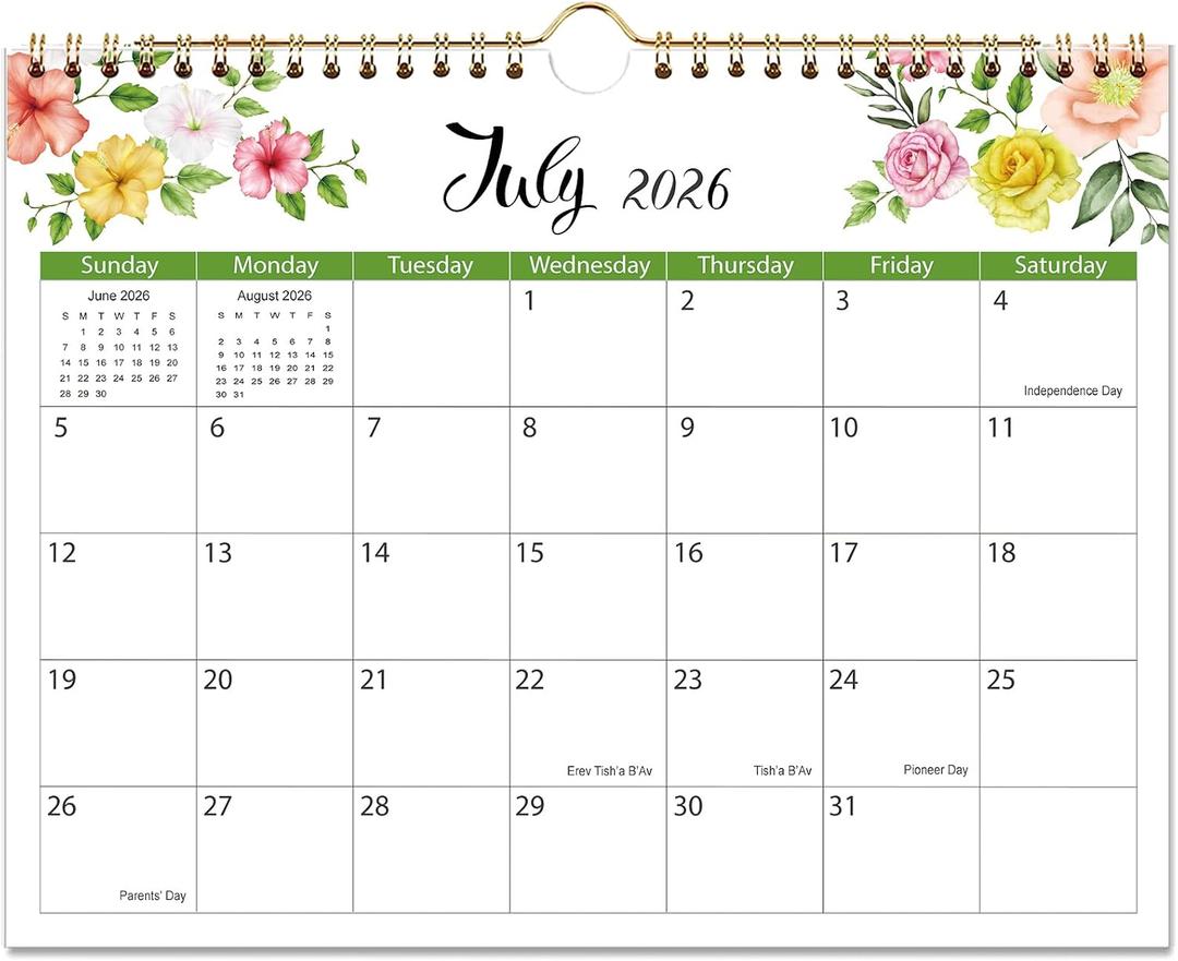 2026 Wall Calendar - 2026-2027 Calendar, 18 Month Calendar Runs from July 2026 to December 2027, 8.5" x 11", Floral Calendar for Wall or Desk, Feminine Design for Office, Home or School