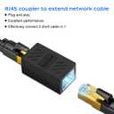 RJ45 Cat6 Coupler Ethernet Extender Connector, 10 Pack in line Coupler Cat7 Cat6 Cat5e Cat5 Ethernet Cable Extender Female to Female Black