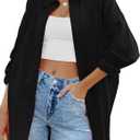 FSHAOES Womens Oversized Button Down Shirts Casual Loose Long Sleeve Solid Lapel Long Blouses Tops with Pockets