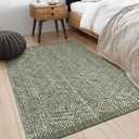 LEEVAN Washable Area Rug 4x6, Hand-Woven Cotton Living Room Rug, Green Braided Bedroom Rug, Farmhouse Indoor/Outdoor Floor Carpet for Patio, Nursery, Office, Playroom, Dining Room