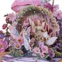 3D Pop-up Fairy Garden Birthday Cards, Magical Design, Pink Floral Fantasy Scene, 3D Greeting Gift Cards for Girls, Daughters, Sister, Granddaughters All Occasion-Includes Notecard & Envelope