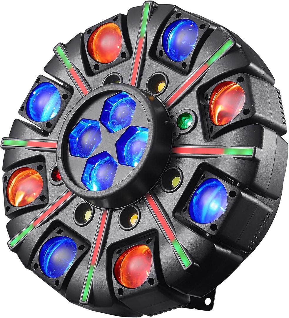 Moving Head DJ Lights for Parties, Disco Lights with Remote Control, 8-Arms 180W RGBW LED DJ Stage Lighting Sound Activated DMX 512 Control for Disco Club Wedding Party World Cup