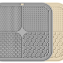 2 Pack Lick Mat for Dogs,Cats,Upgraded 8.58.5 inches Licking Mats with Suction Cups,Slow Feeder Licking Pad for Anxiety Relief and Boredom Reducer,Suitable for Dog Training Set 2 (Gray & Beige)