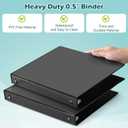 Heture 3 Ring Binder 0.5 Inch 12 Pack, 0.5" Clear View Round Ring Binders, PVC-Free, Holds for 100 Sheets 8.5"x 11" US Letter Size Paper, 1/2 in Durable Black Binders for Office,School and Home.