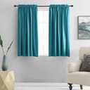 DONREN Teal Rod Pocket Blackout Curtain Drapes for Kitchen - Window Treatment Energy Saving Solid Curtains (42 by 45 Inches,2 Panels)