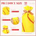 SilTriangle 50 Pcs Softball Party Gift Bags for Team Girls Plastic Softball Snack Bag Goodie Bags with Drawstring for Daughter's Game Party Supplies