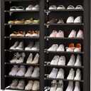 MOYIPIN Shoe Rack Storage Organizer, Double Row Portable Nonwoven Fabric Cover Shoe Rack Holds up to 28 Pairs 36.2 x 11.2 x49.2 Inches Black