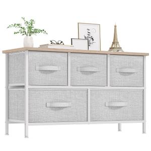 YITAHOME Dresser with 5 Drawers - Fabric Storage Tower, Organizer Unit for Bedroom, Living Room, Closets - Sturdy Steel Frame, Wooden Top (Light Grey Print)