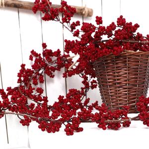 Christmas Red Pip Berry Garland, Artificial Red and Burgundy Berry Garland Decor for Winter Christmas Happy New Year Indoor Outdoor Home Fireplace Table Decorations(Mini Berry)-2PCS
