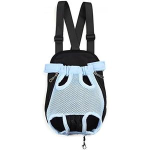 Pet Dog Puppy Cat Carrier Five Holes Backpack Double Shoulder Straps Mesh Front Chest Backpack Bag, S, Blue