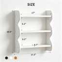 3 Tier Solid Wood Wall Shelf, Rustic Floating Storage Organizer Solid wood, 3-tier vertical storage, wavy-edge rustic style, wall-mounted design for books, plants, mugs, and deco.