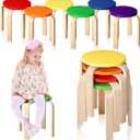 Kigley 6 Pcs 12 Inch Bentwood Stacking Stool for Kids Colored Durable Round Nesting Stool Flexible Wood Stackable Chairs for Playroom Daycare Home Classroom (Classic Color)