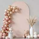 6.6FT Nude Arch Backdrop Cover - Polyester Fitted Wedding Arch Stand Covers Round Top Chiara Arch Backdrop Cover for Birthday Party Banquet Photo Background Decoration