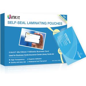 Uinkit Self Sealing Laminating Pouches, Waterproof Lamination Pouches, Permanent Adhesive 10mil Thickness 2.6x3.9inches 110Pack No Machine Needed (2.6x3.9Inchesx110Pack)