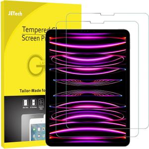 JETech Screen Protector for iPad Pro 11-Inch (2022/2021/2020/2018 Model), iPad Air 5/4 2022/2020 10.9-Inch, Face ID Compatible, Tempered Glass Film, 2-Pack