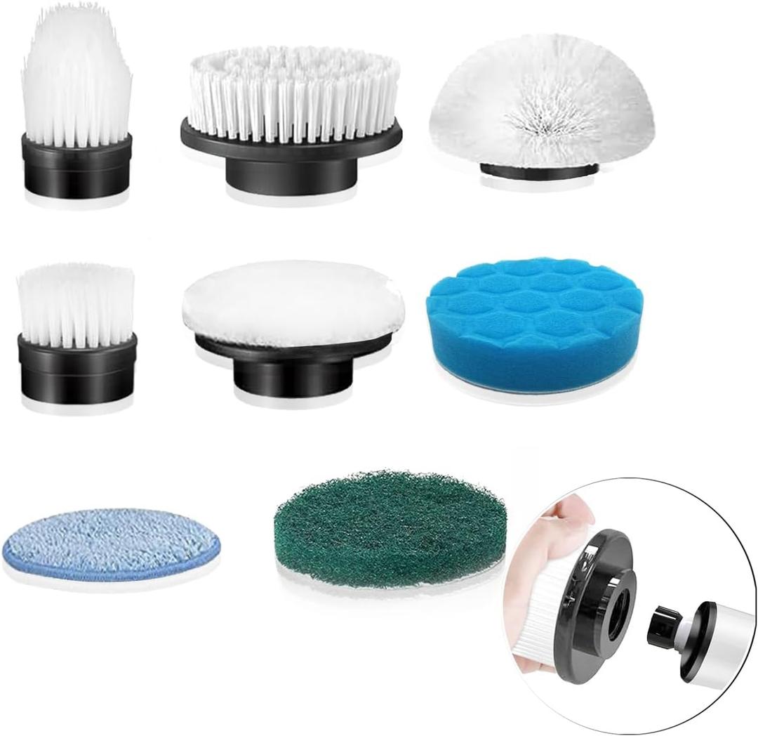 Electric Spin Scrubber Replacement Heads 8 in 1 Cleaning Brush, for Electric Spin Scrubber of ANS-8051A/8050 Power Shower Scrubber,for Household and Heavy Oil Pollution Cleaning Accessory