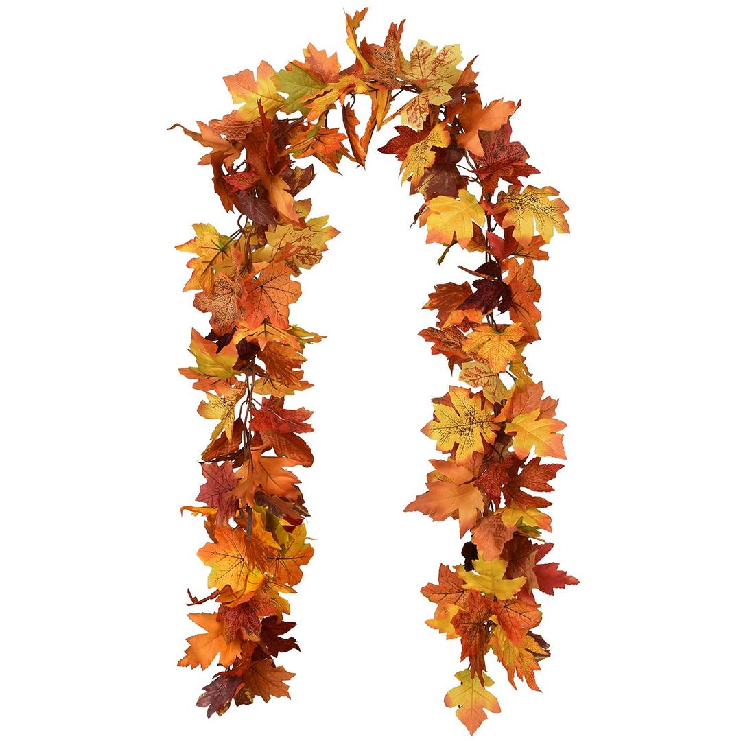 Lvydec 2 Pack Maple Leaves Fall Garland Clearance - 5.9ft/Strand Artificial Fall Foliage Garland Colorful Autumn Leaves Decoration for Home Wedding Party Halloween Thanksgiving