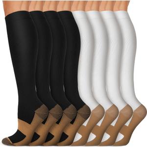 Copper Compression Socks 15-20 mmHg for Men & Women 8 Pairs  Circulation Support for Nurses, Travel, Running, Hiking, Soccer (Small-Medium, A06- Multicoloured 01)