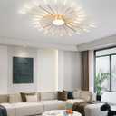 Ceiling Light Modern LED Ceiling Lamps,Flower Shape Ceiling Lights,Flush Mount Chandelier,Metal Acrylic Ceiling Lamps,Living Room Light Fixtures Ceiling for Bedroom,Dining Room(Gold,28+1 Heads)