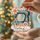 2 x Sewing Machine Christmas Ornament 2025 - Xmas Gifts for Sewers and Quilters, Wooden Ornaments for Christmas Tree Decorations, Christmas Keepsake for Hanging Decor, Gifts for Friends Women Sisters