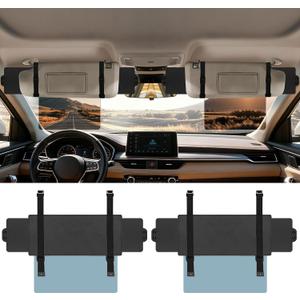 Veharvim Sun Visor Extender for Car (Polarized, UV400, PC Lens, 2 Side Sunshade), Car Visor Extender Sun Blocker, Visor Extender Attachment, AntiGlare Sun Visor Accessory for Safe Driving (2 Pack)
