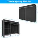 Ulif E13C Heavy Duty Closet Organizer SystemFreestanding Clothing Racks for Hanging ClothesAdjustable Garment Rack 63" W x 16" D x 77" H Hold 960 lbsBlack Clothing Rack with Black Dustproof Cover