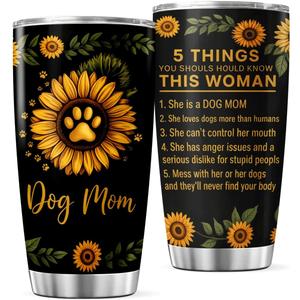 Dog Mom Sunflower Paw Print 20 Oz Tumbler Stainless Steel Travel Mug For Lovers Women Pet Owners Gift Drink Heat Bottle Tea Cool Iced Coffee Outdoor Hot
