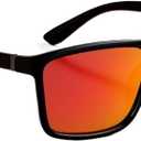 Glasses Classic Square Polarized Sunglasses Men Women Retro Black Sun Glasses Male Female Fashion Summer Accessories(Red)