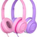 Vinamass Kids Headphones - Wired with 3.5mm Jack, Volume Limiting for Kids, Adjustable for Boys/Girls/School (purple pink), 2 pack