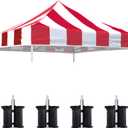 Eurmax USA New 10x10 Pop Up Canopy Replacement Canopy Tent Top Cover, Instant Canopy Top Cover ONLY, Choose 30 Colors,Bonus 4PC Pack Weight Bag (Stripe Red)