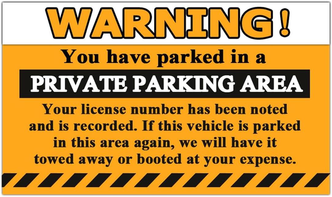 Warning Parking Violation Stickers,9x6 Inches Private Parking Stickers,You Have Parked in A Private Parking Area Sign,50 Pcs Per Pack