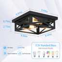 SKEJAO Black Flush Mount Ceiling Light Fixture,Square Hallway Light Fixtures Ceiling,Light Fixtures Ceiling Mount for Farmhouse,Kitchen,Hall,Bedroom,1 Pack