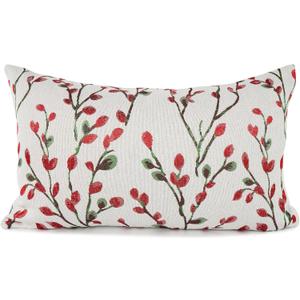 YOUR SMILE Classical Embroidery Jacquard Christmas Red Square Decorative Throw Pillow Case Cushion Cover,12x20 inch