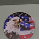 Bald Eagle Patriotic American Flag Wall Clock Battery Operated Silent Round Clock Wall Decor for Home, Office, School 9.8 Inch