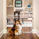 Carlson Pet Products Tuffy Metal Expandable Pet Gate, Includes Small Pet Door, 24 x 22-38 Inch, White