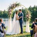6.6FT Arch Backdrop Stand, Metal Gold Wedding Arch Frame, Balloon Arch Stand for Wedding, Birthday, Ceremony, Baby Shower, Party Decor