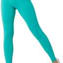 No Front Seam Workout Leggings for Women, High Waisted Yoga Pants 7/8 Length Leggings with Hidden Pocket (Ocean Green, L)